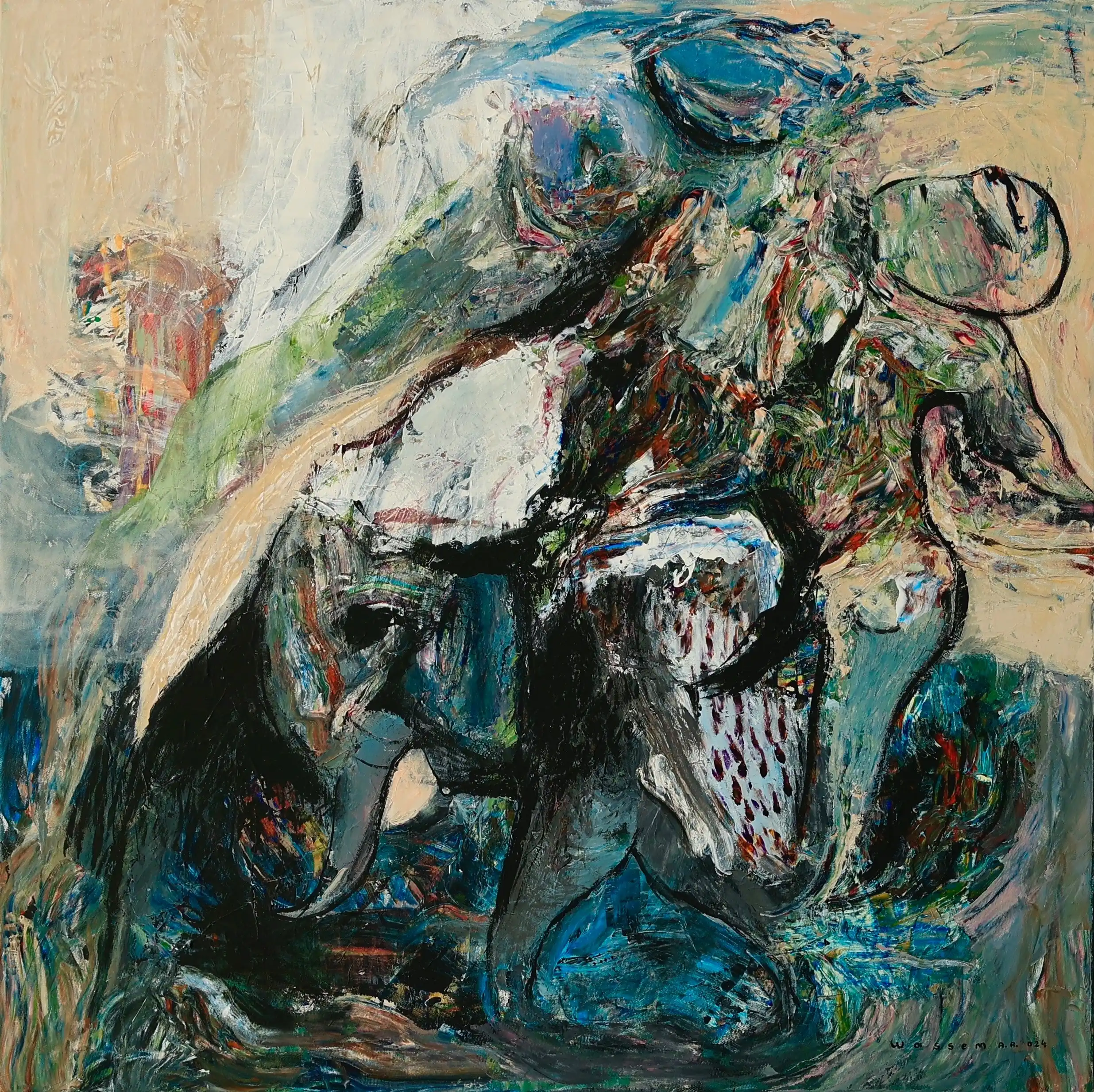 Archäologie des Traums painting by Wassem Alahmad, acrylic on canvas, 2024